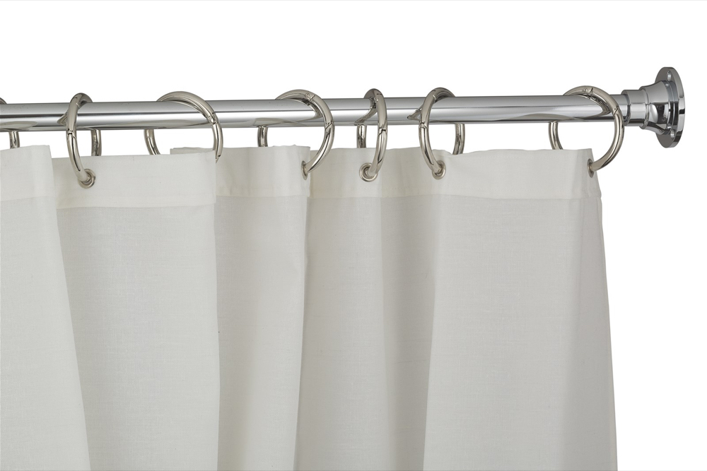 Tenda doccia bianca con anelli in metallo - tessuto 100% poliestere impermeabilizzato