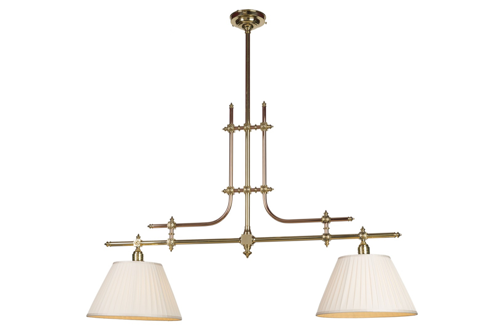 Lampadario in rame e ottone. (Fotografato e misurato con paralumi 03-ACC-268-U da ordinare separatamente)